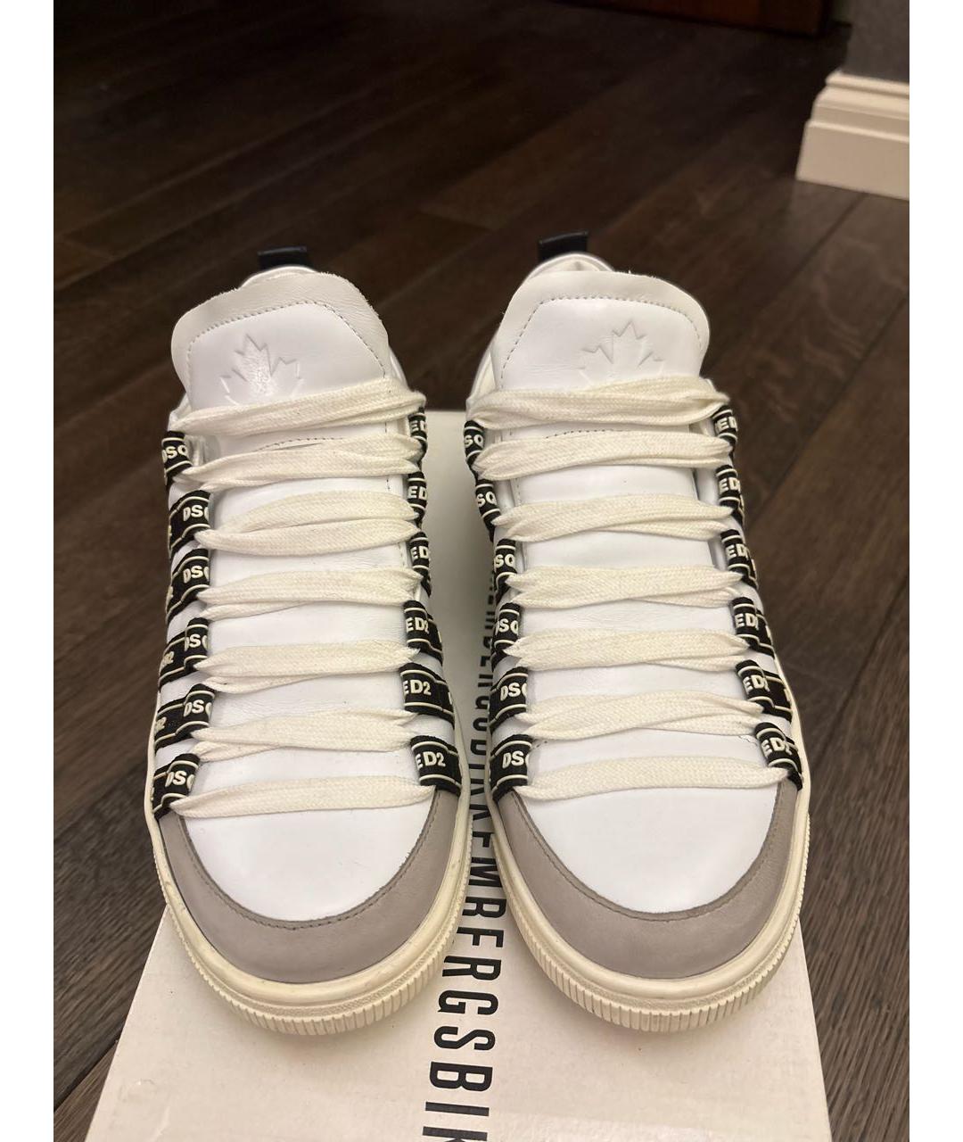 DSQUARED2 Белые кожаные высокие кроссовки / кеды, фото 7