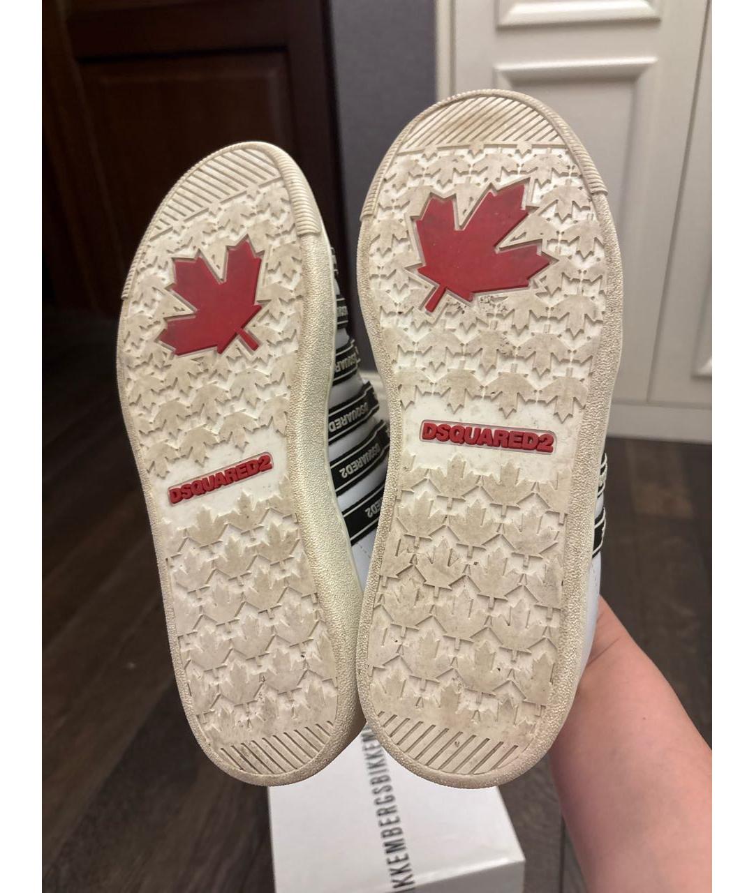 DSQUARED2 Белые кожаные высокие кроссовки / кеды, фото 6