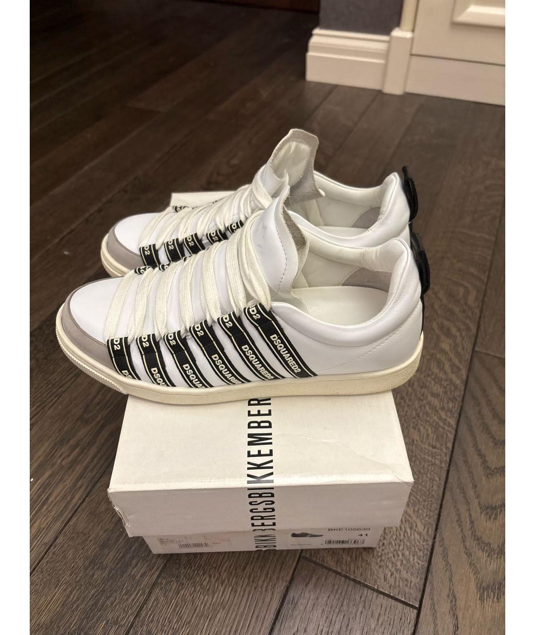 DSQUARED2 Белые кожаные высокие кроссовки / кеды, фото 8