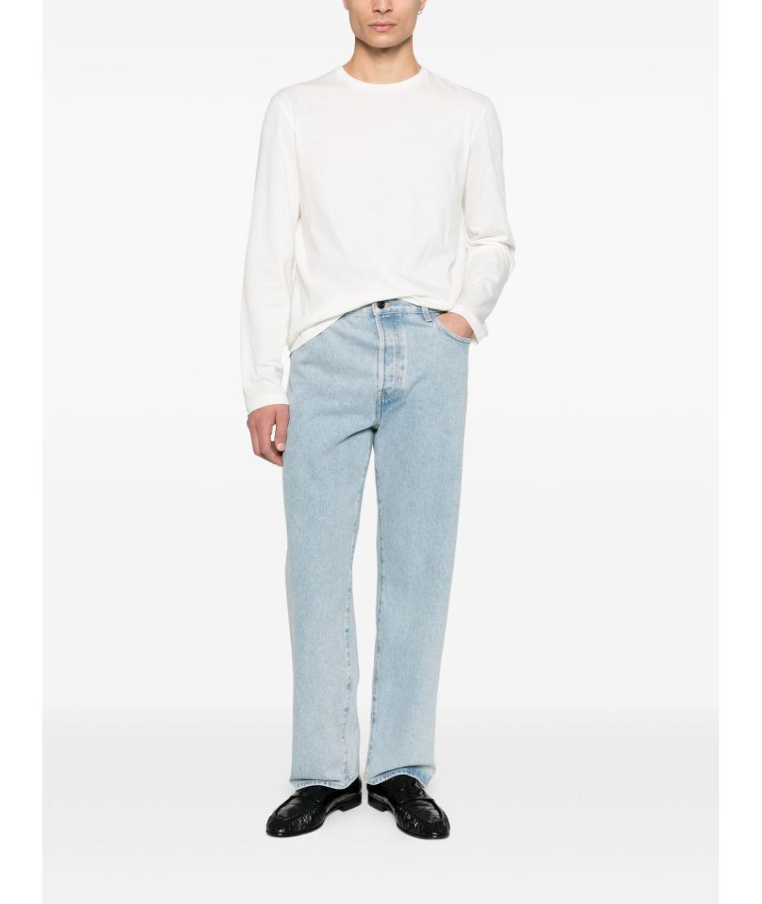THE ROW Голубые хлопковые прямые джинсы, фото 3