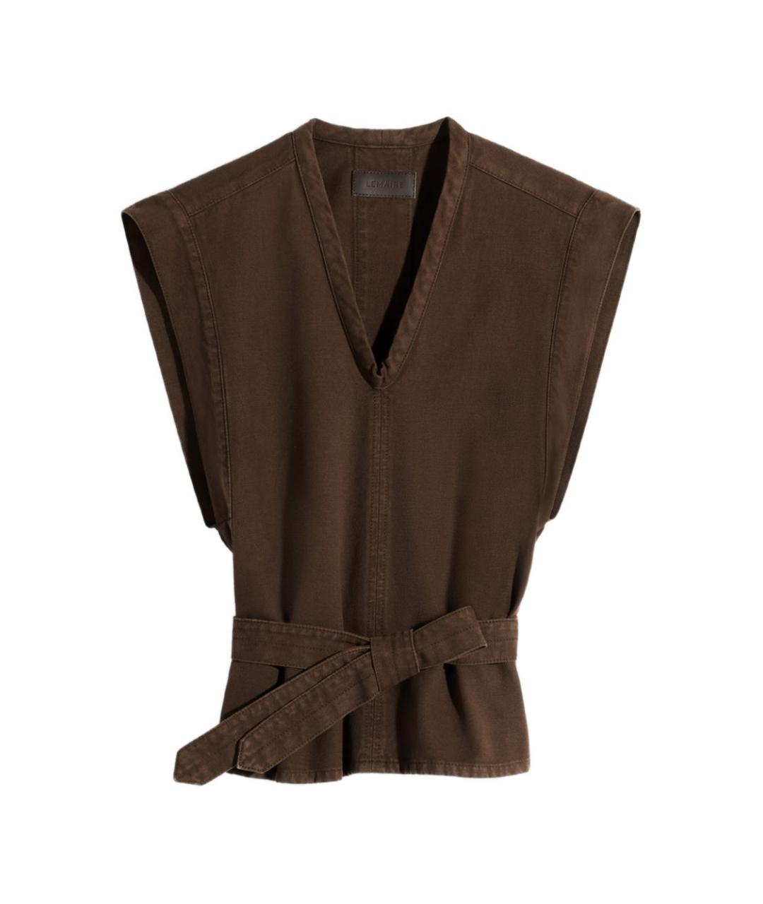 LEMAIRE Коричневая хлопковая майка, фото 1