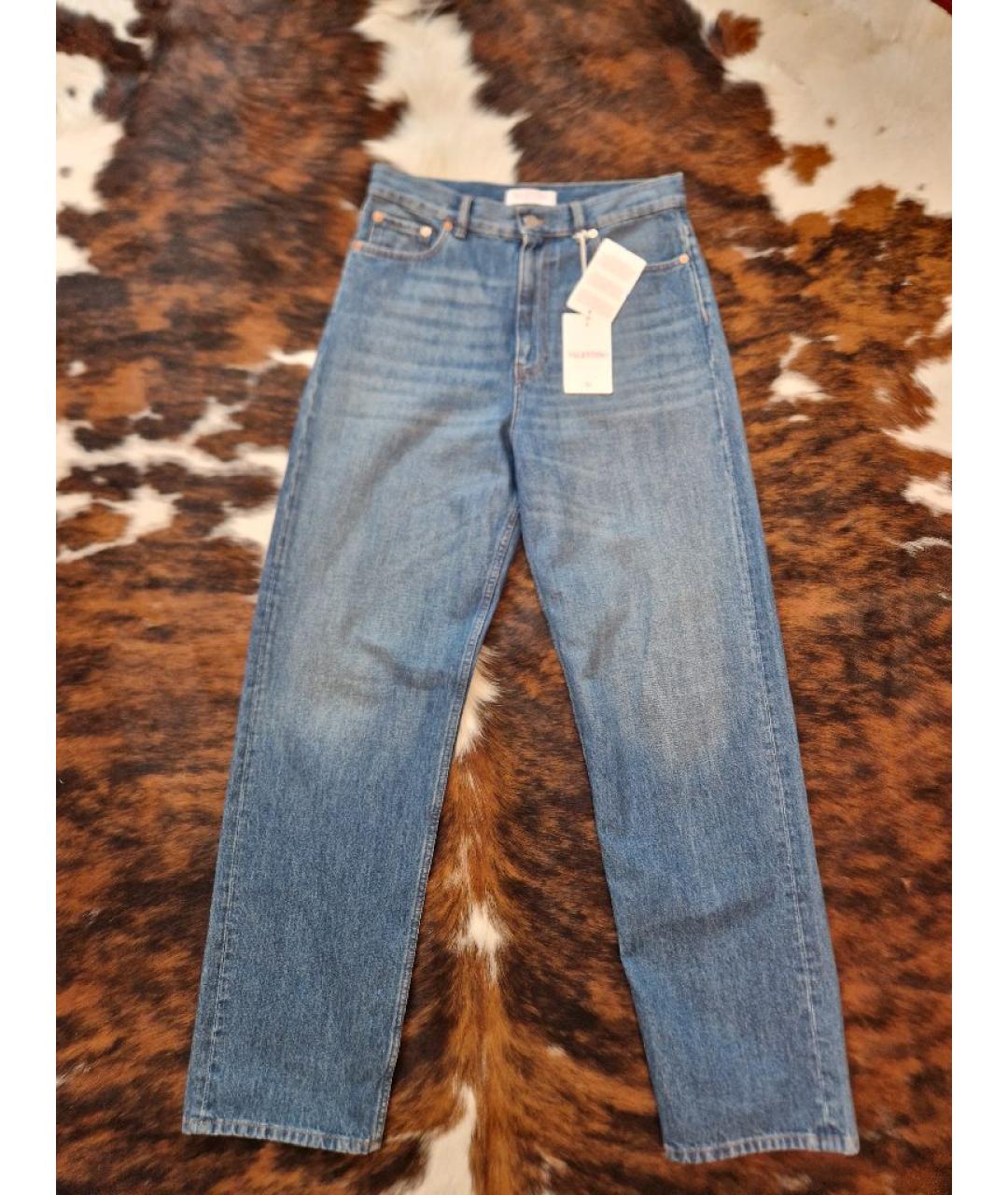 VALENTINO Голубые хлопковые прямые джинсы, фото 9
