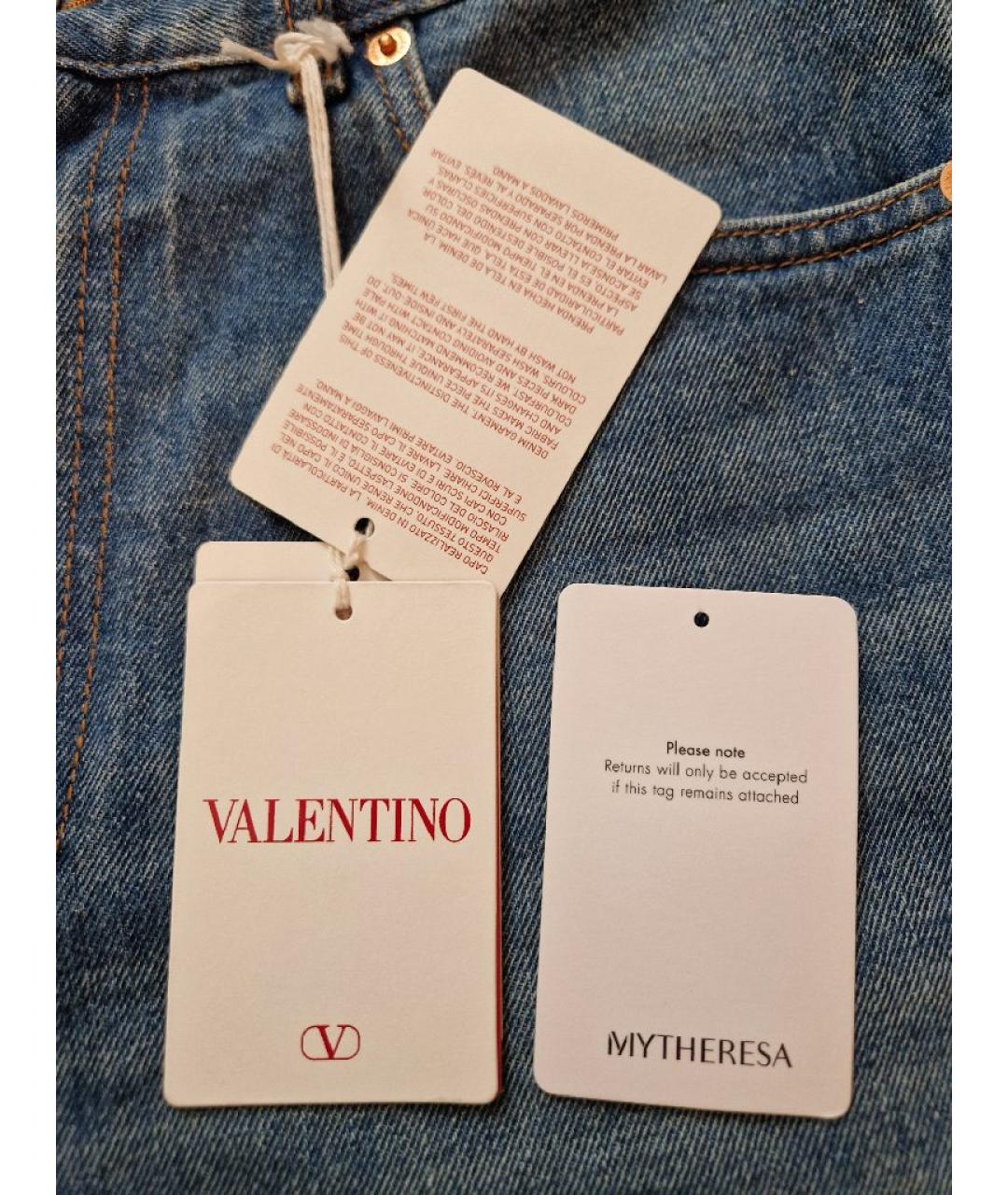 VALENTINO Голубые хлопковые прямые джинсы, фото 3