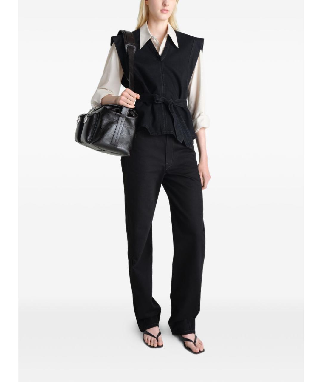 LEMAIRE Черная кожаная майка, фото 6