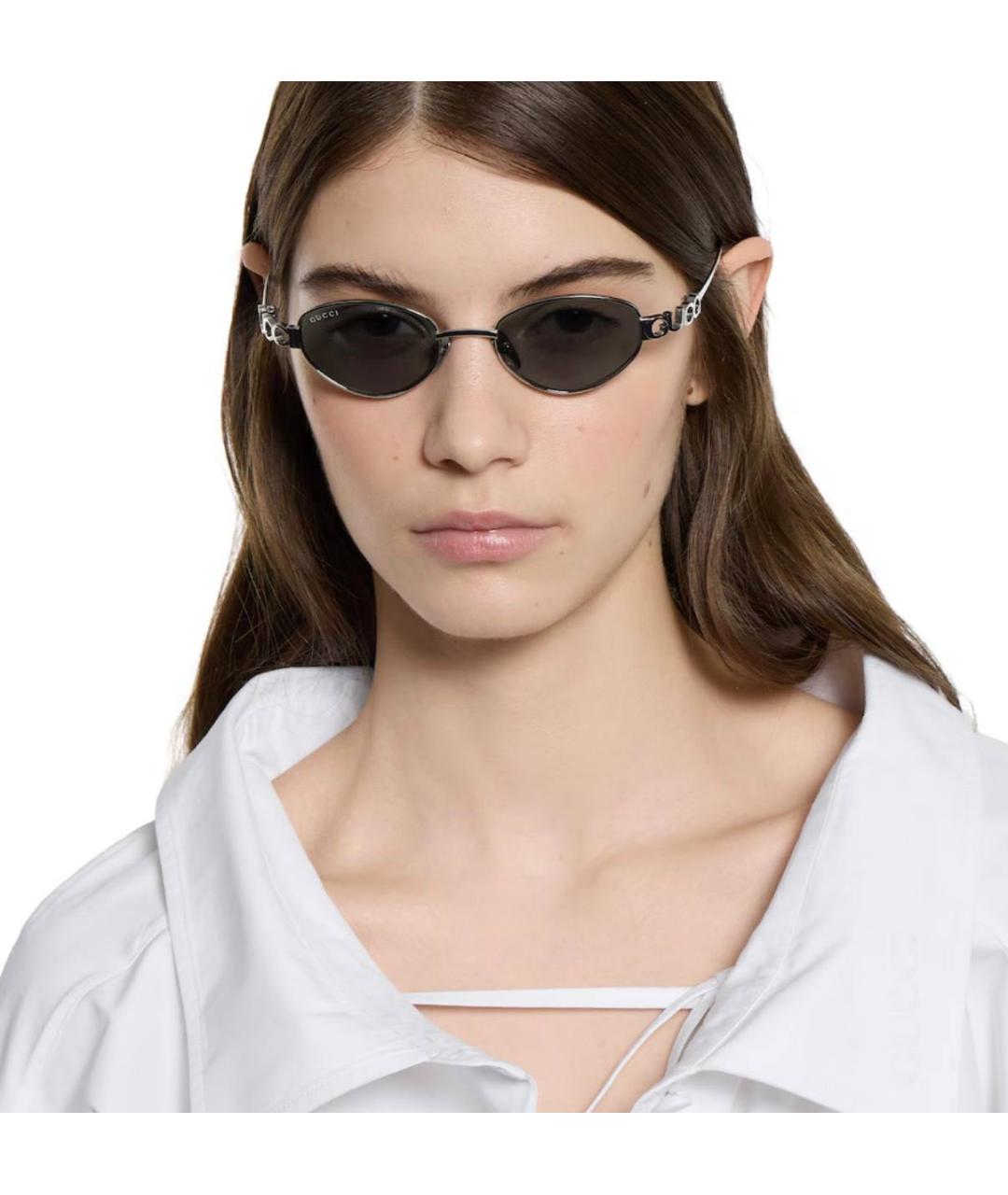 GUCCI Серые металлические солнцезащитные очки, фото 8