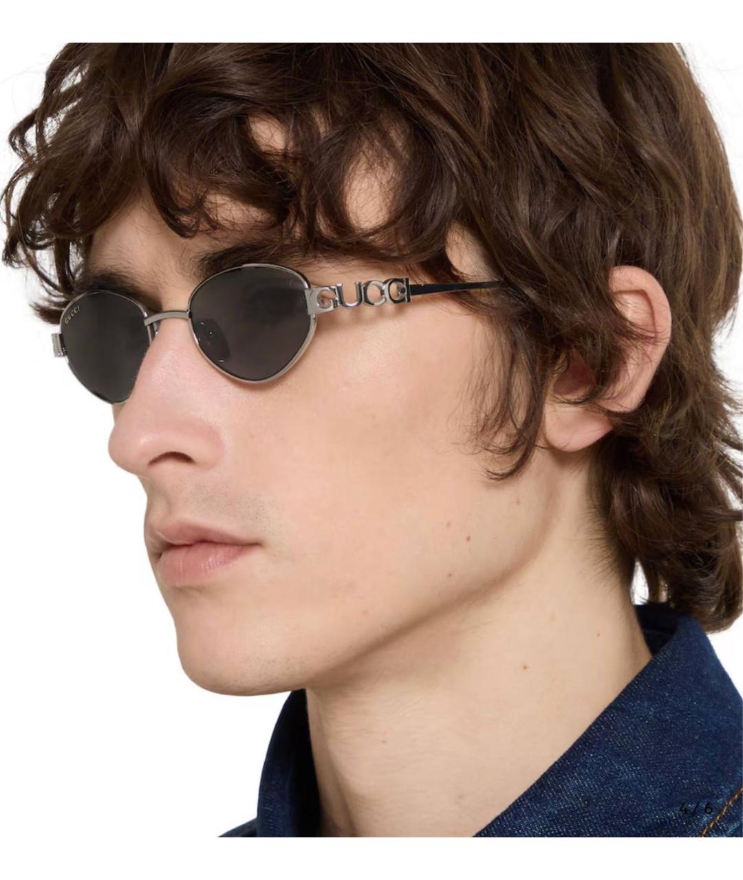 GUCCI Серые металлические солнцезащитные очки, фото 7