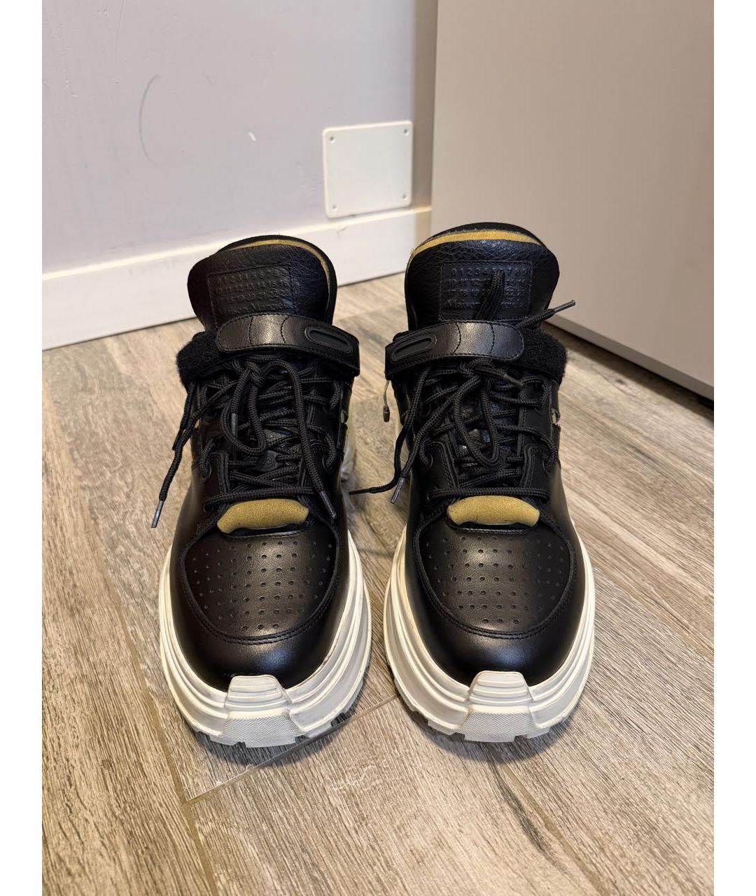 MAISON MARGIELA Черные кожаные низкие ботинки, фото 2