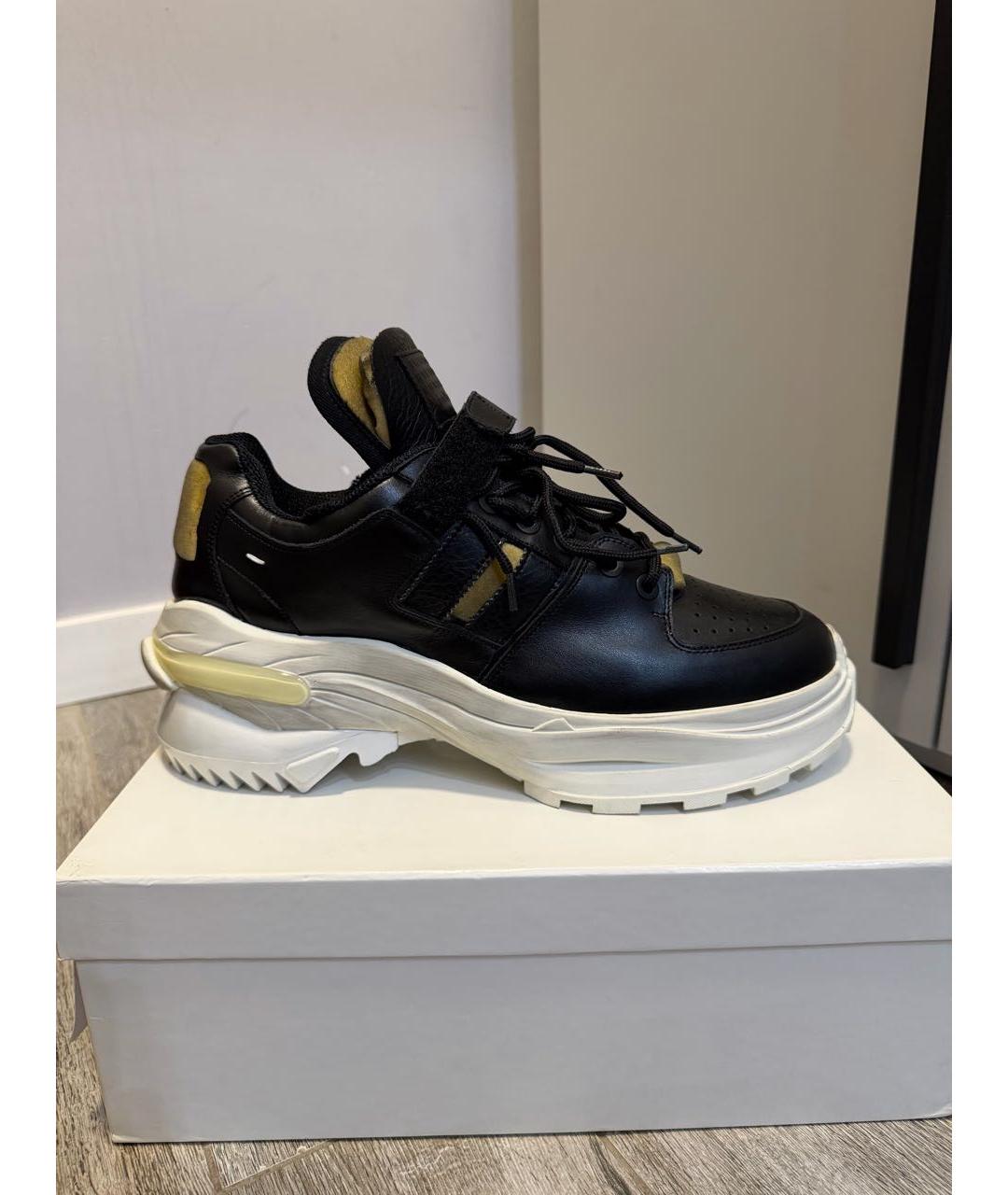 MAISON MARGIELA Черные кожаные низкие ботинки, фото 9