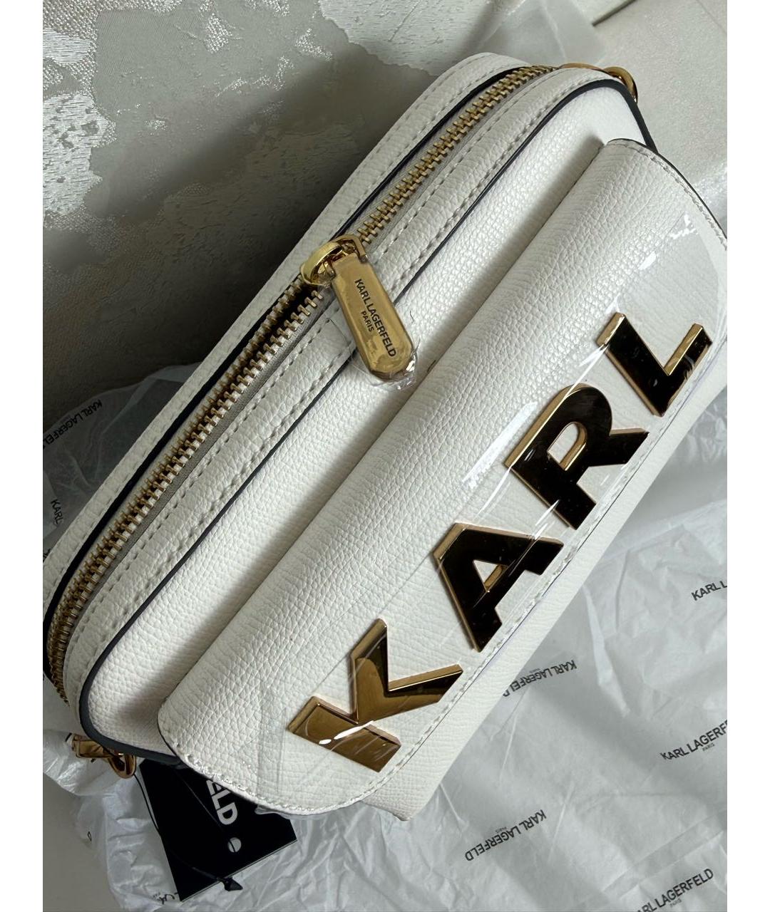 KARL LAGERFELD Белая кожаная сумка через плечо, фото 6