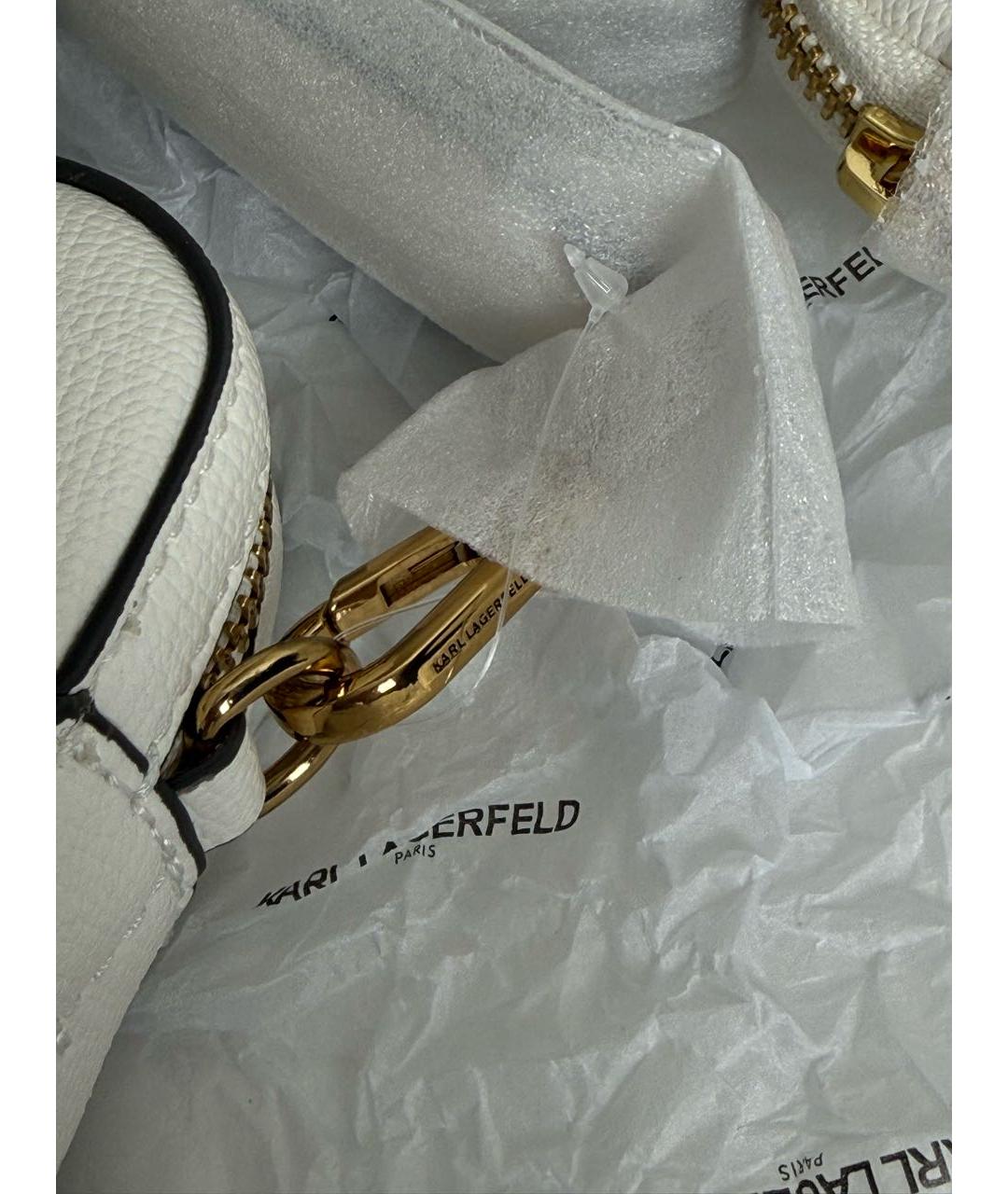 KARL LAGERFELD Белая кожаная сумка через плечо, фото 5