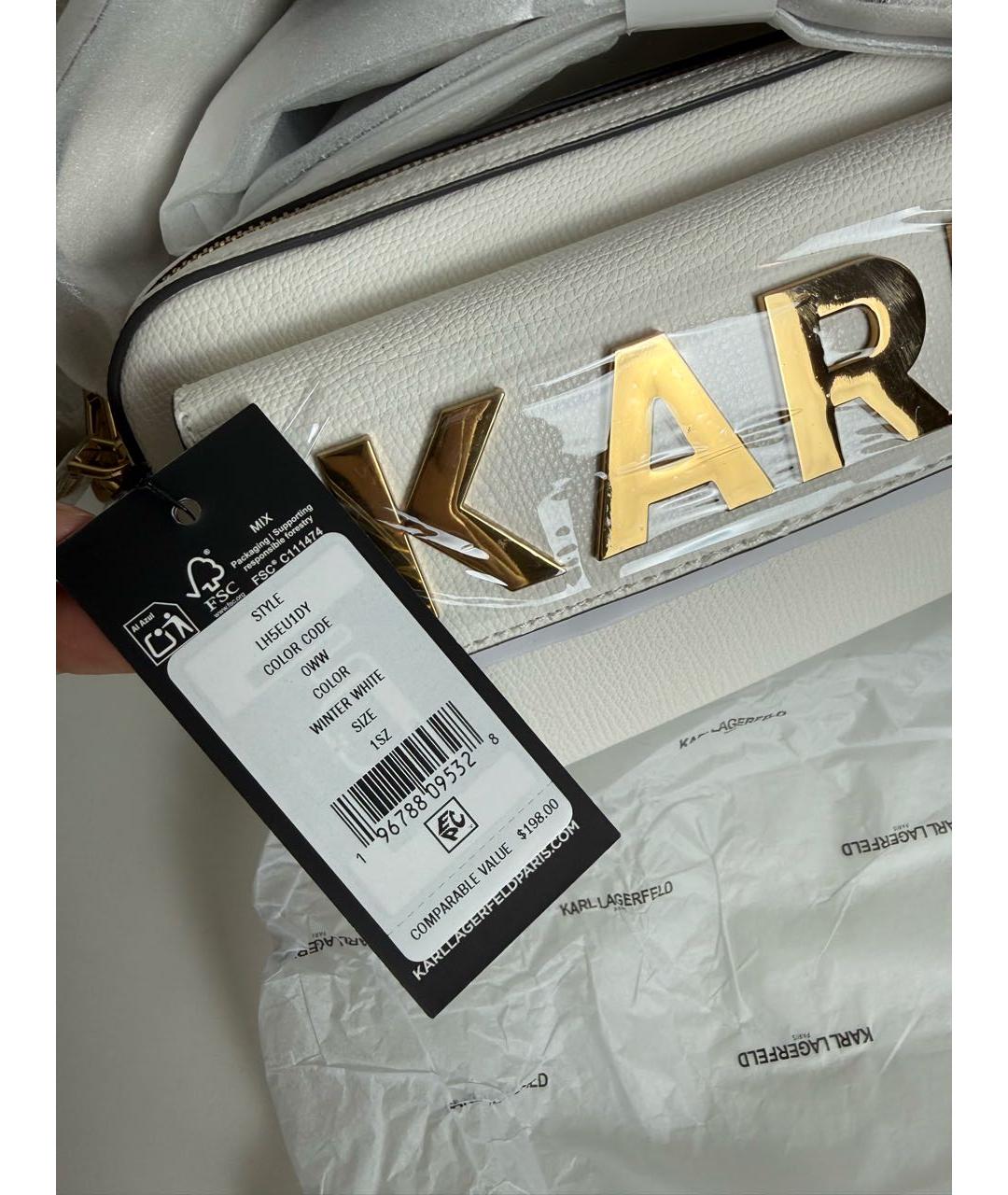 KARL LAGERFELD Белая кожаная сумка через плечо, фото 3