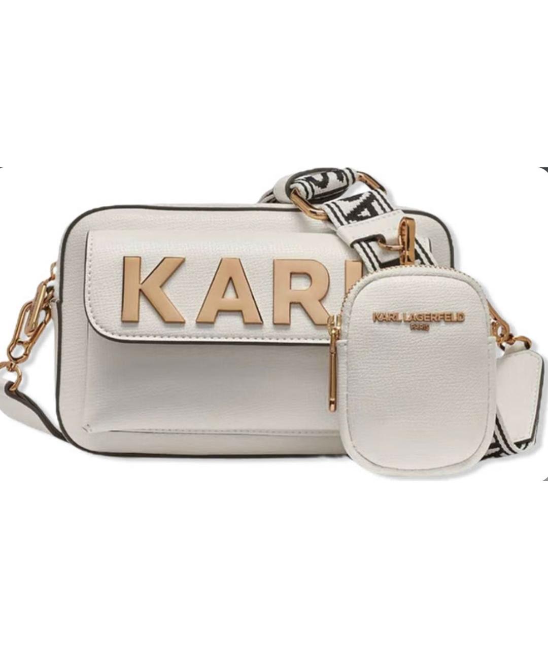 KARL LAGERFELD Белая кожаная сумка через плечо, фото 8