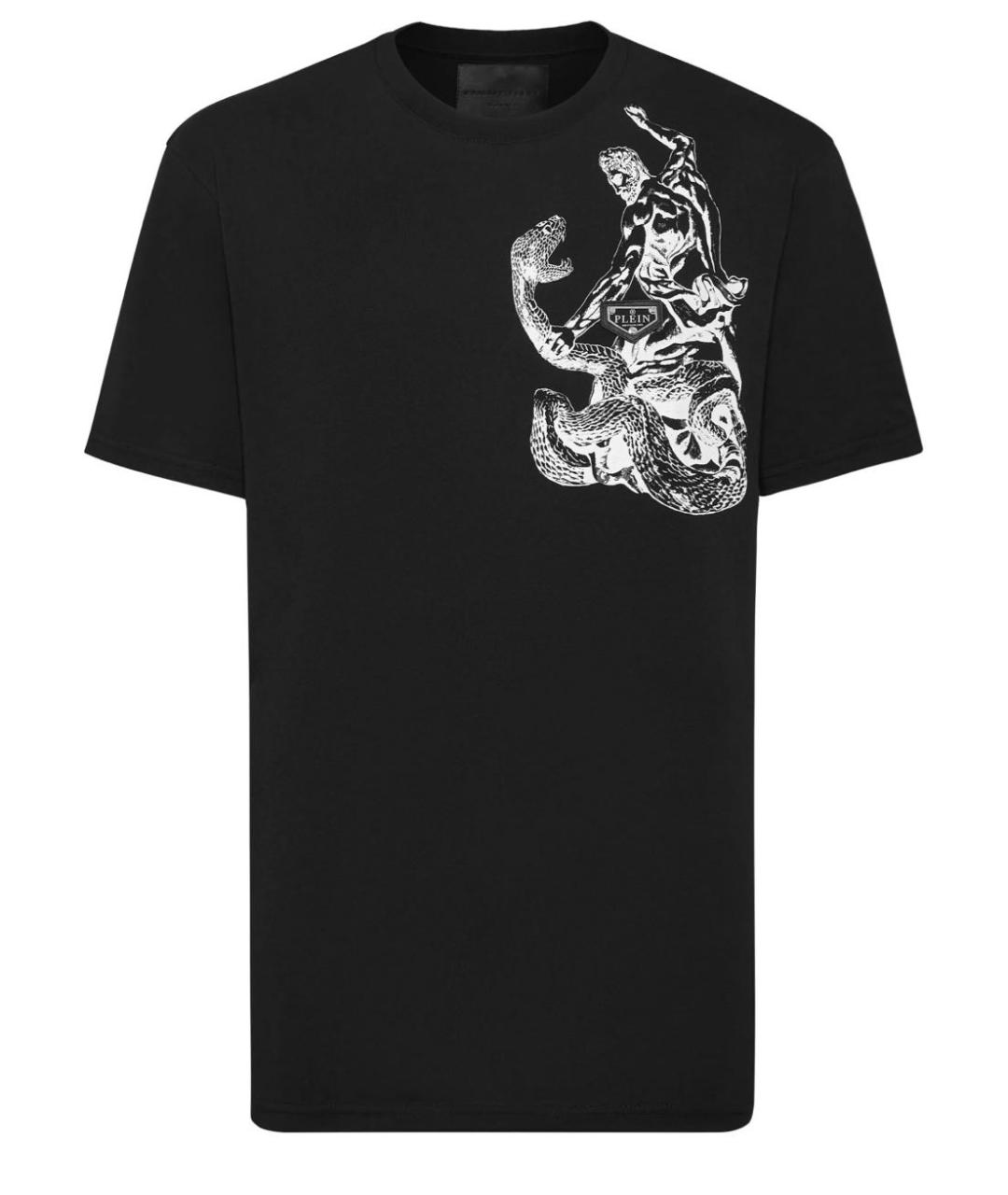 PHILIPP PLEIN Черная хлопко-эластановая футболка, фото 1