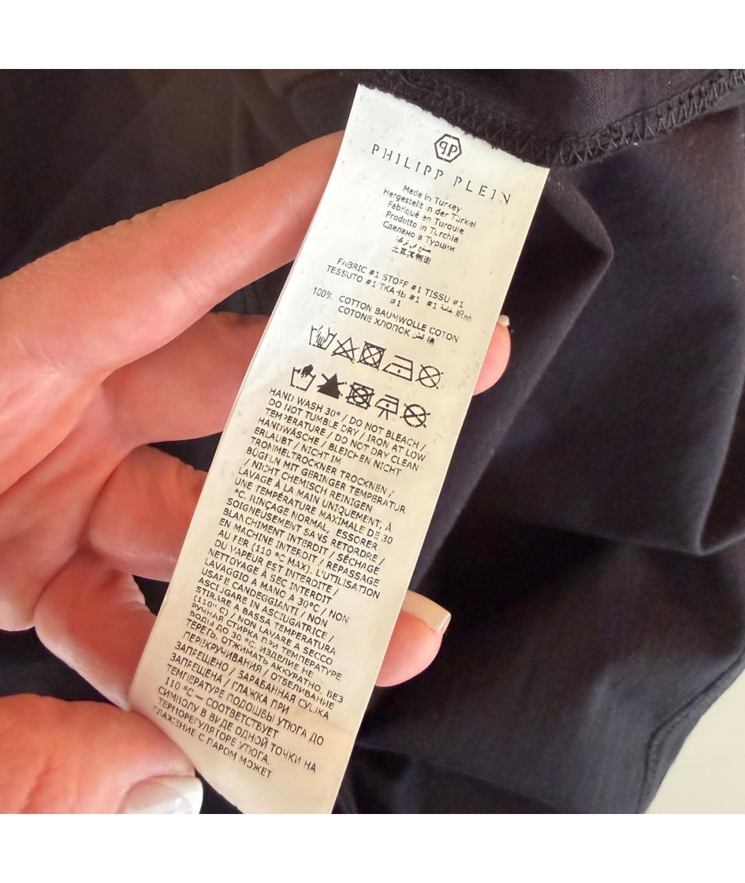 PHILIPP PLEIN Черная хлопко-эластановая футболка, фото 5