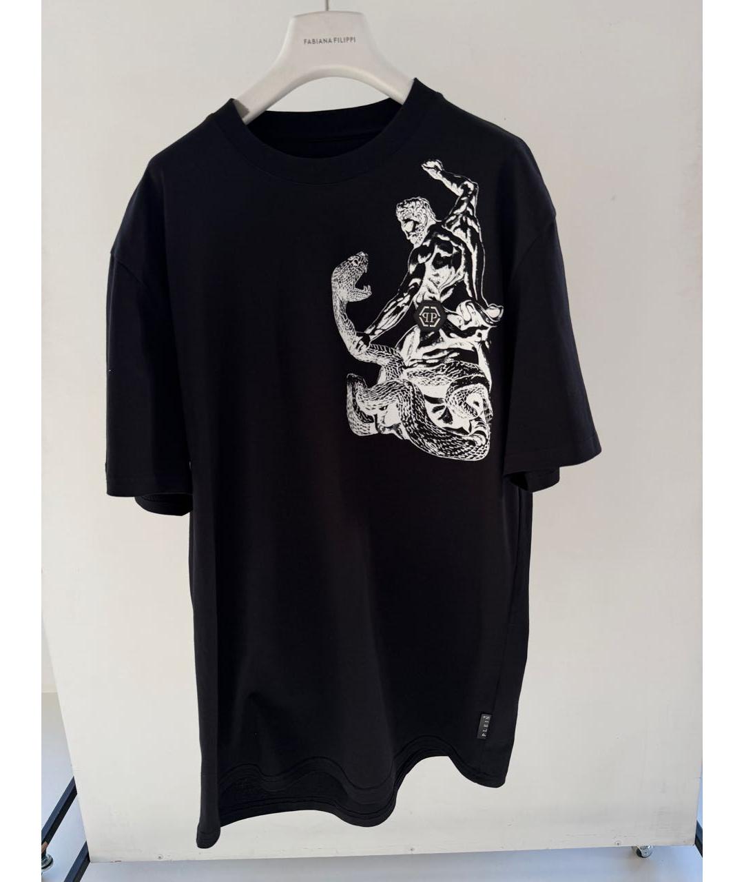 PHILIPP PLEIN Черная хлопко-эластановая футболка, фото 3