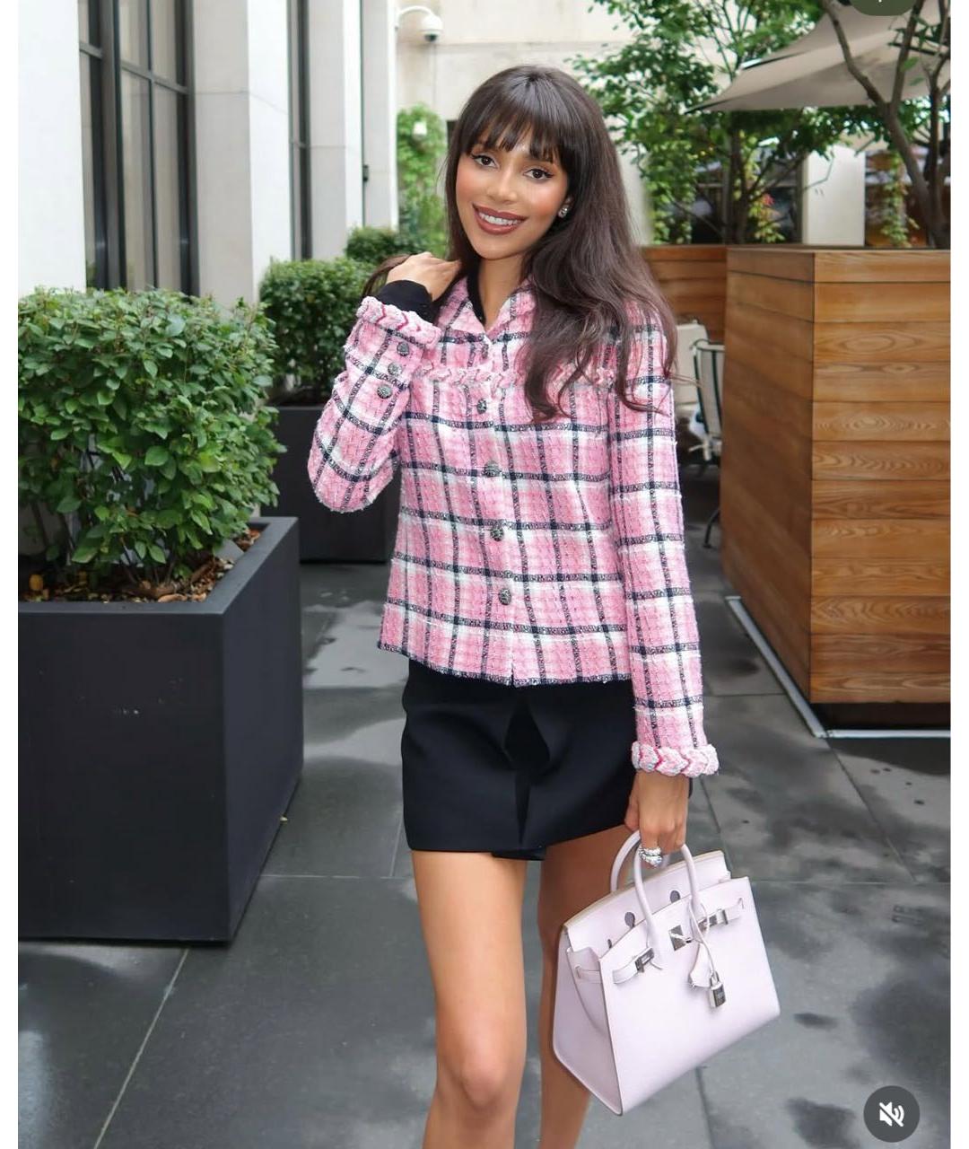 CHANEL Розовый твидовый жакет/пиджак, фото 5