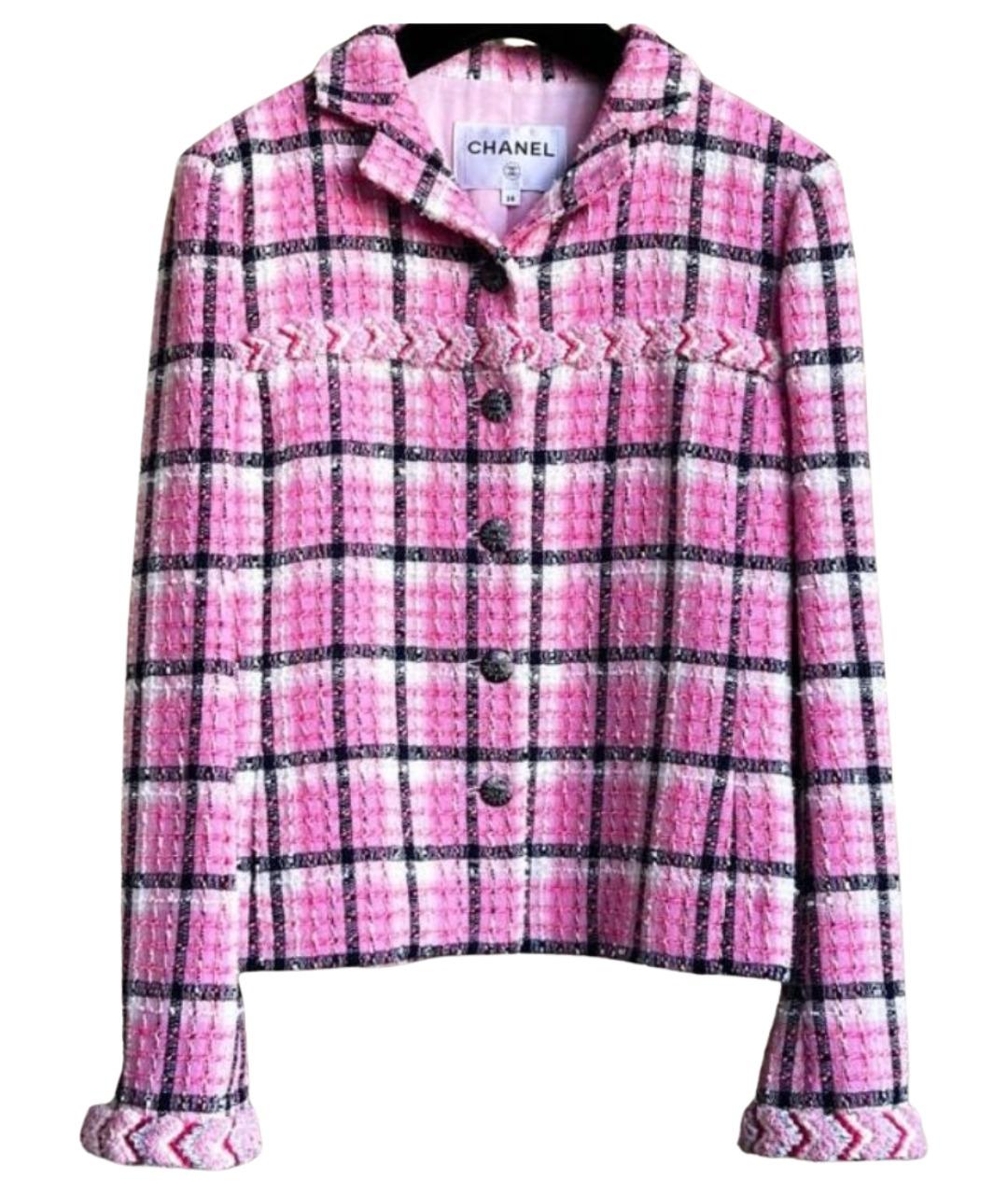 CHANEL Розовый твидовый жакет/пиджак, фото 1
