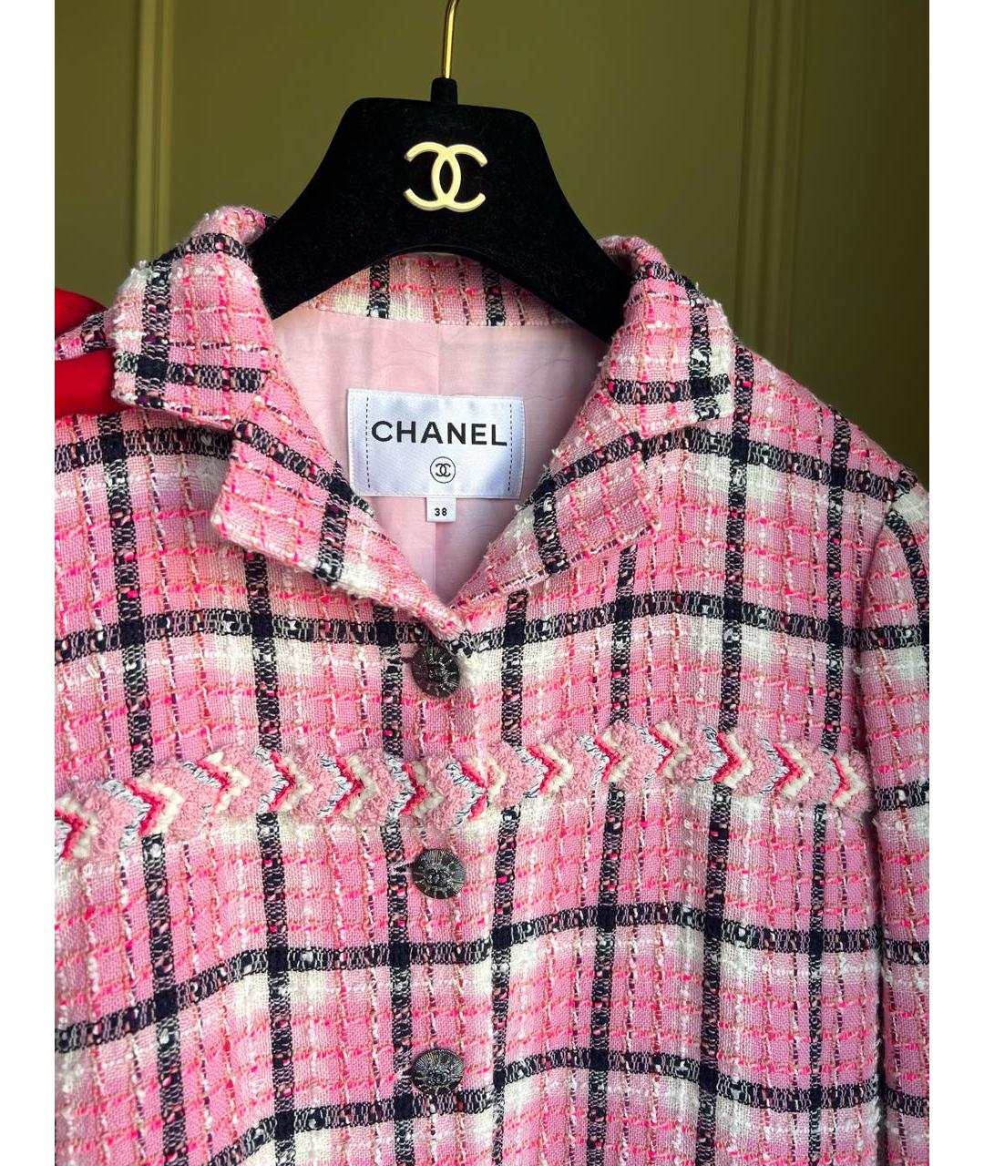 CHANEL Розовый твидовый жакет/пиджак, фото 2