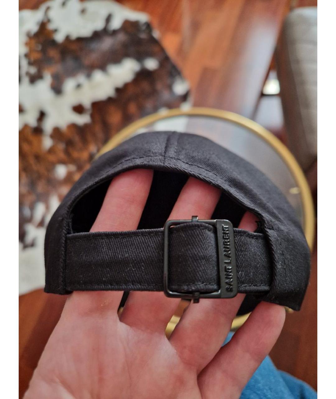 SAINT LAURENT Черная хлопковая кепка, фото 4