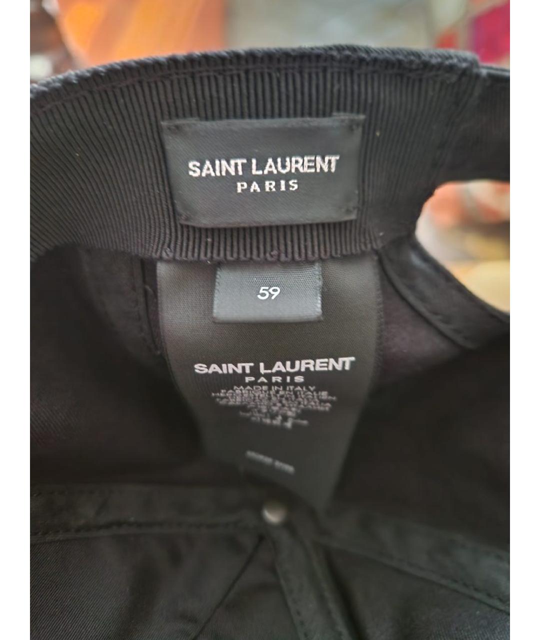 SAINT LAURENT Черная хлопковая кепка, фото 3