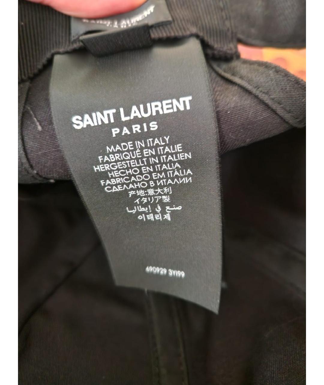 SAINT LAURENT Черная хлопковая кепка, фото 5