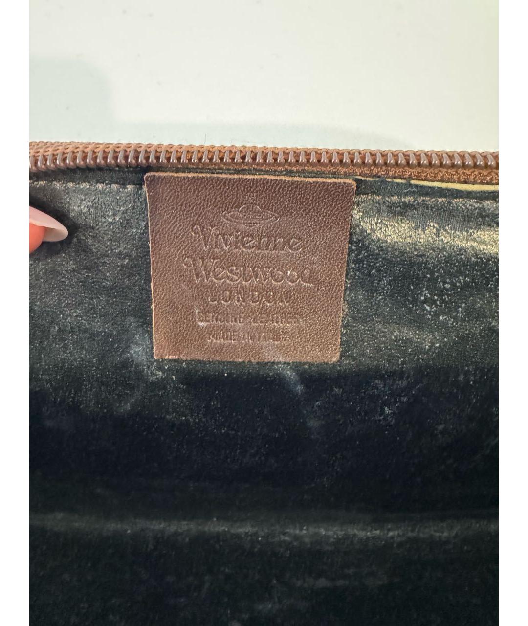 VIVIENNE WESTWOOD Коричневая тканевая сумка через плечо, фото 8