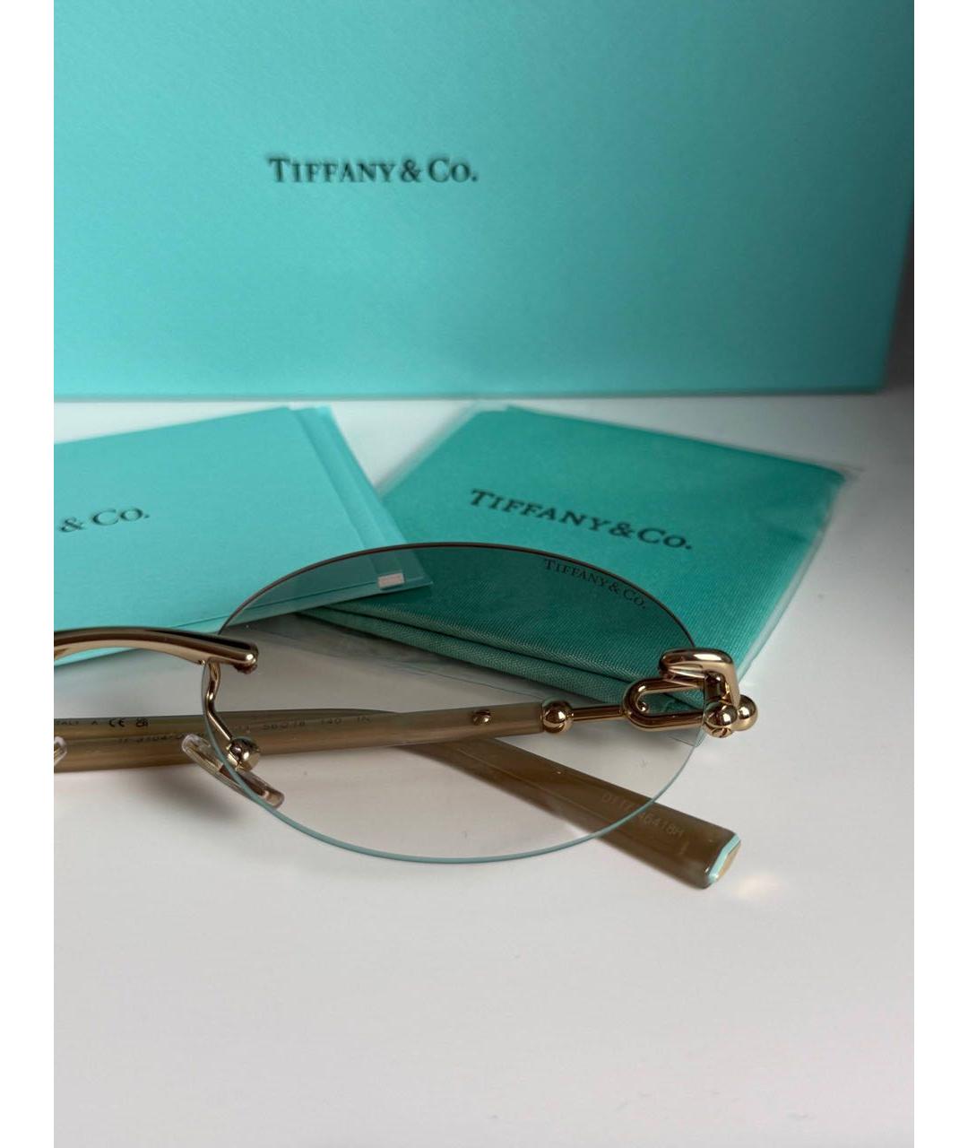 TIFFANY&CO Бежевые металлические солнцезащитные очки, фото 3