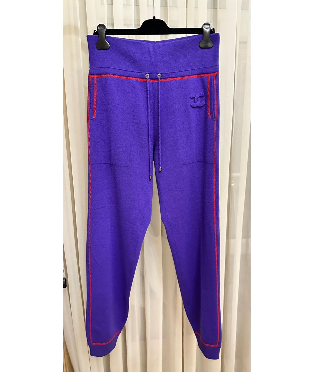 CHANEL Фиолетовые кашемировые спортивные брюки и шорты, фото 9