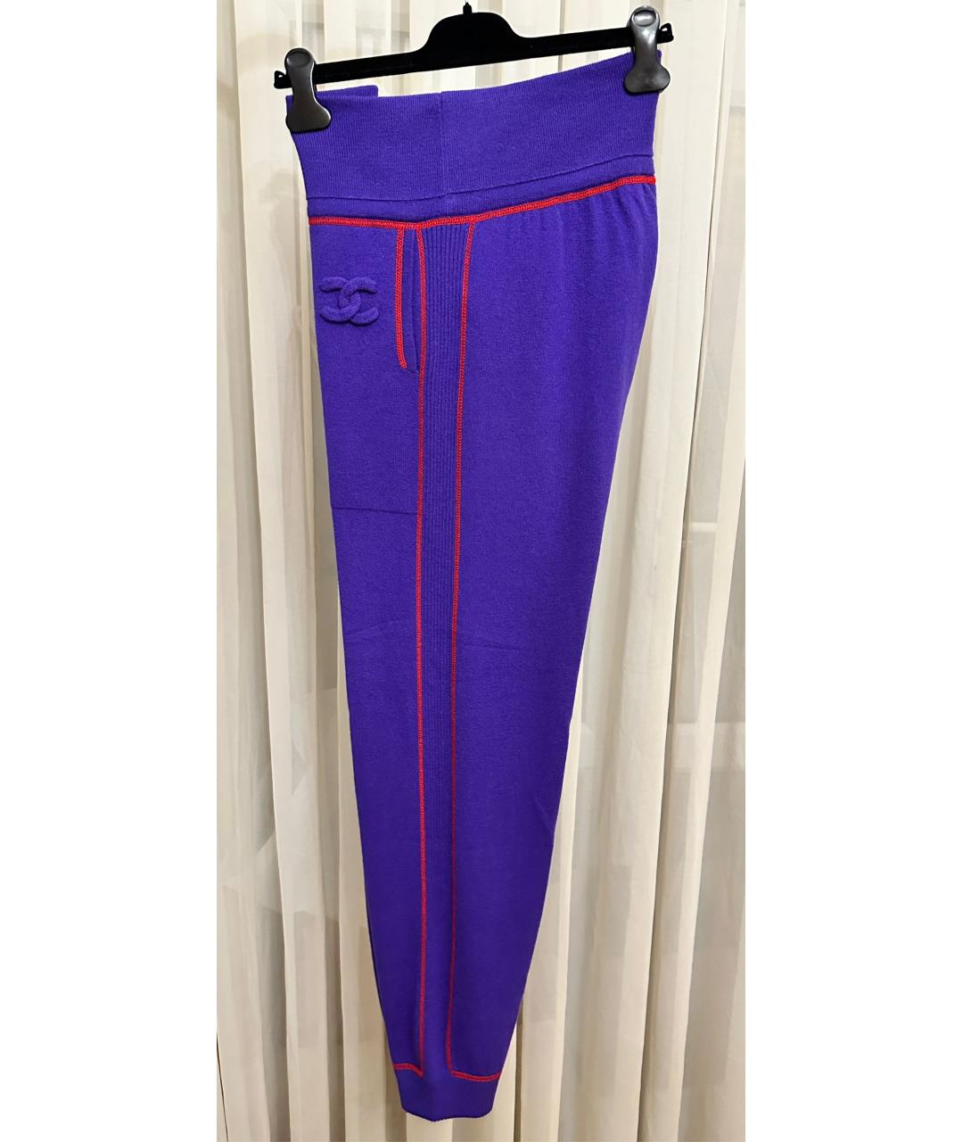 CHANEL Фиолетовые кашемировые спортивные брюки и шорты, фото 5