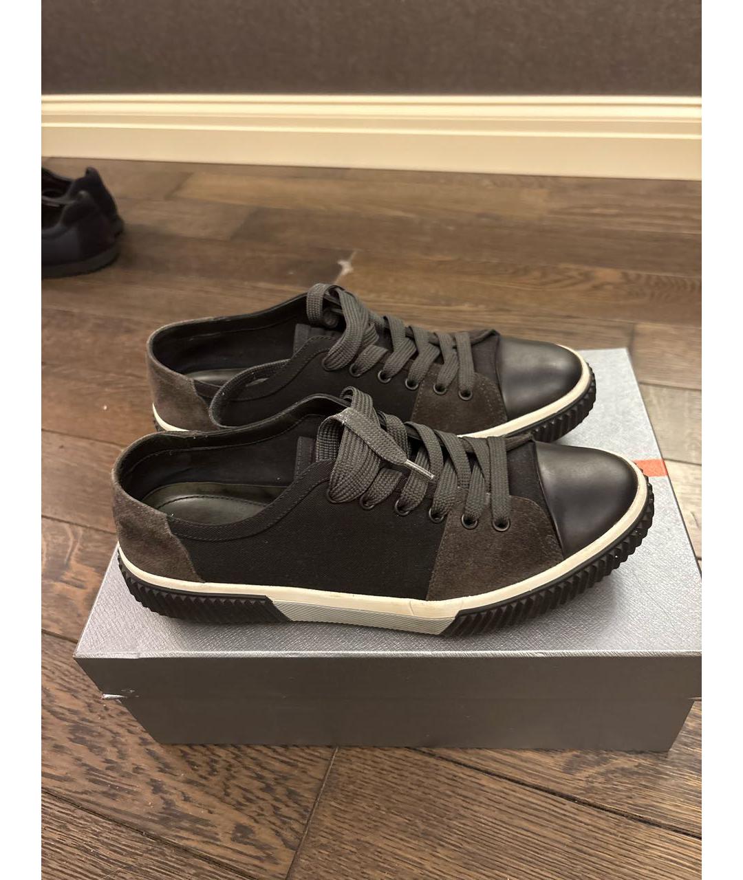 PRADA Черные низкие кроссовки / кеды, фото 4