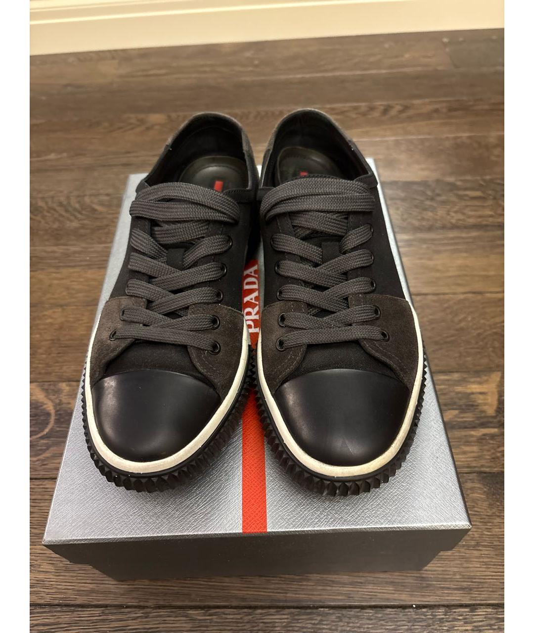 PRADA Черные низкие кроссовки / кеды, фото 2