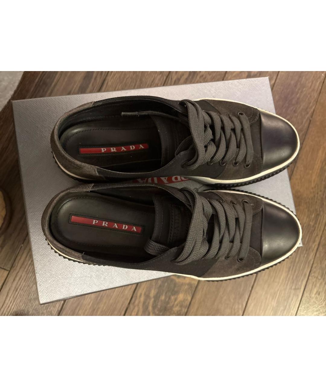 PRADA Черные низкие кроссовки / кеды, фото 7