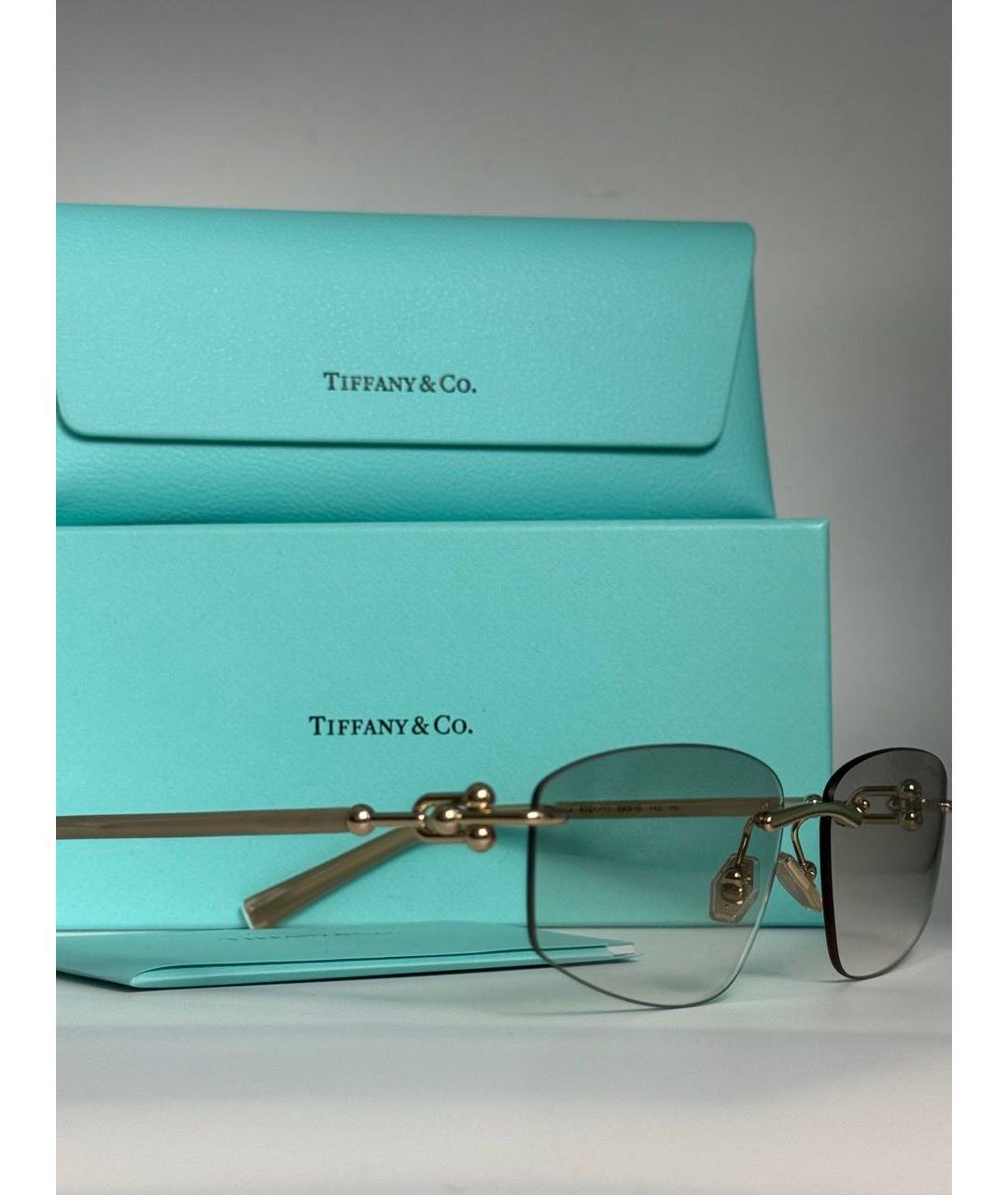 TIFFANY&CO Бежевые металлические солнцезащитные очки, фото 3