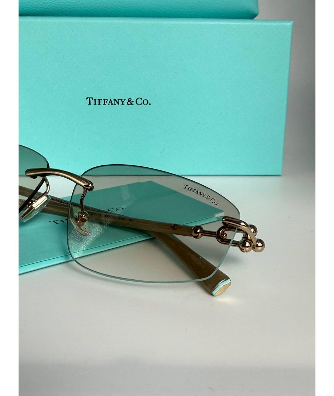 TIFFANY&CO Бежевые металлические солнцезащитные очки, фото 2
