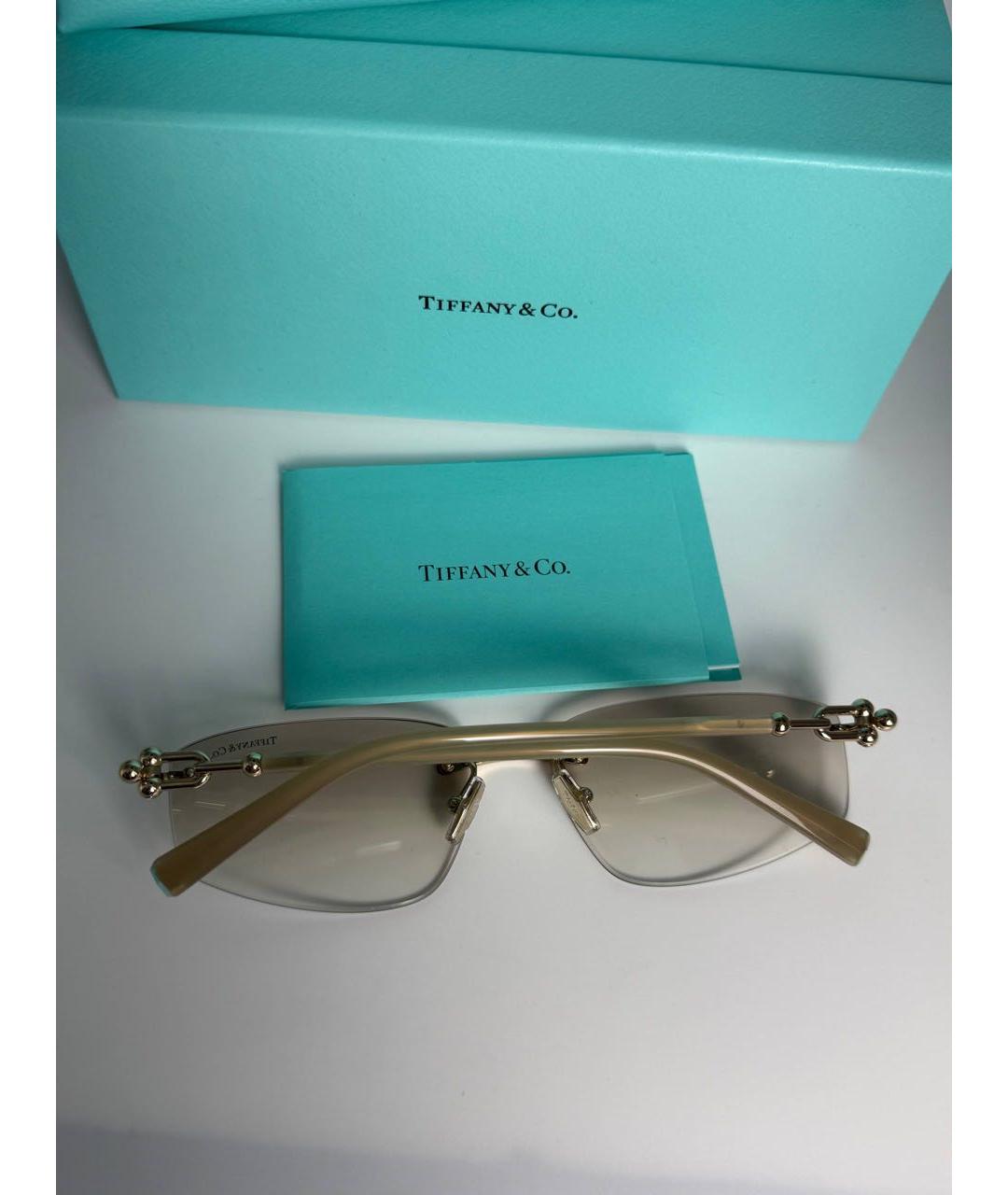 TIFFANY&CO Бежевые металлические солнцезащитные очки, фото 4