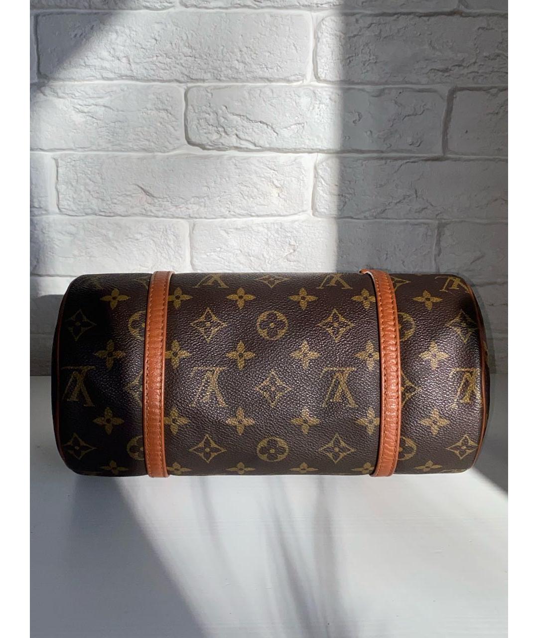 LOUIS VUITTON Коричневая кожаная сумка с короткими ручками, фото 3