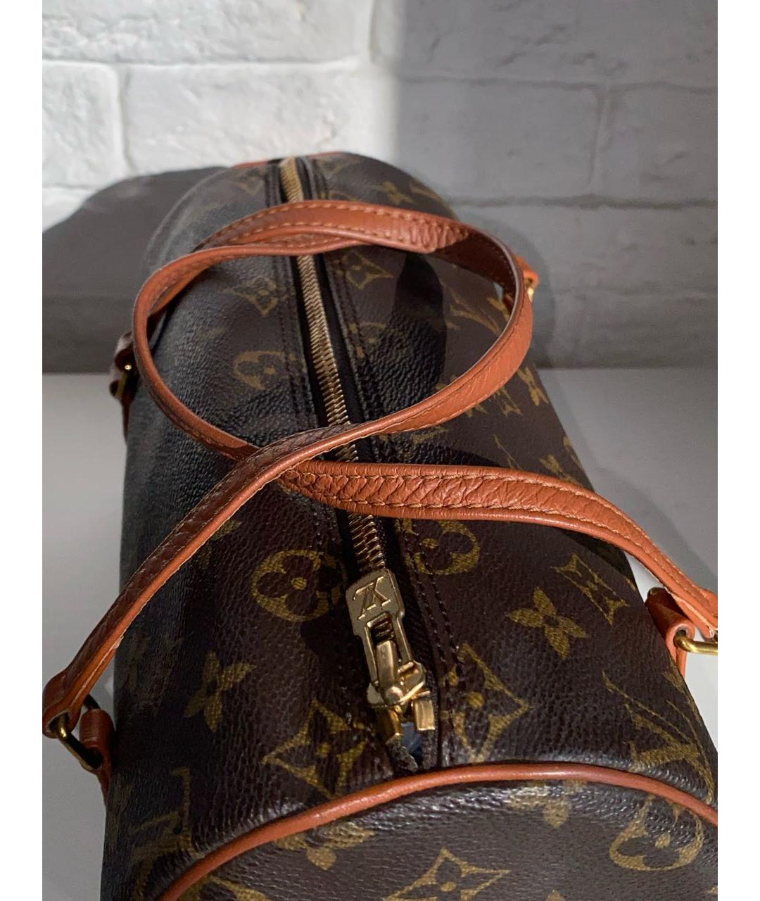 LOUIS VUITTON Коричневая кожаная сумка с короткими ручками, фото 5