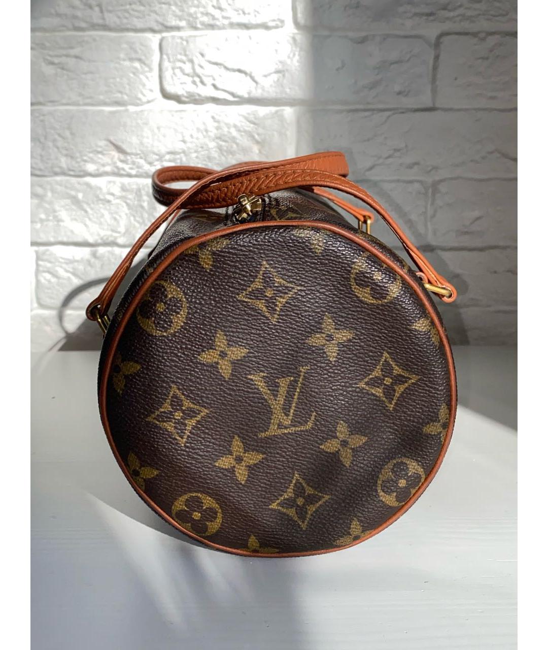 LOUIS VUITTON Коричневая кожаная сумка с короткими ручками, фото 4