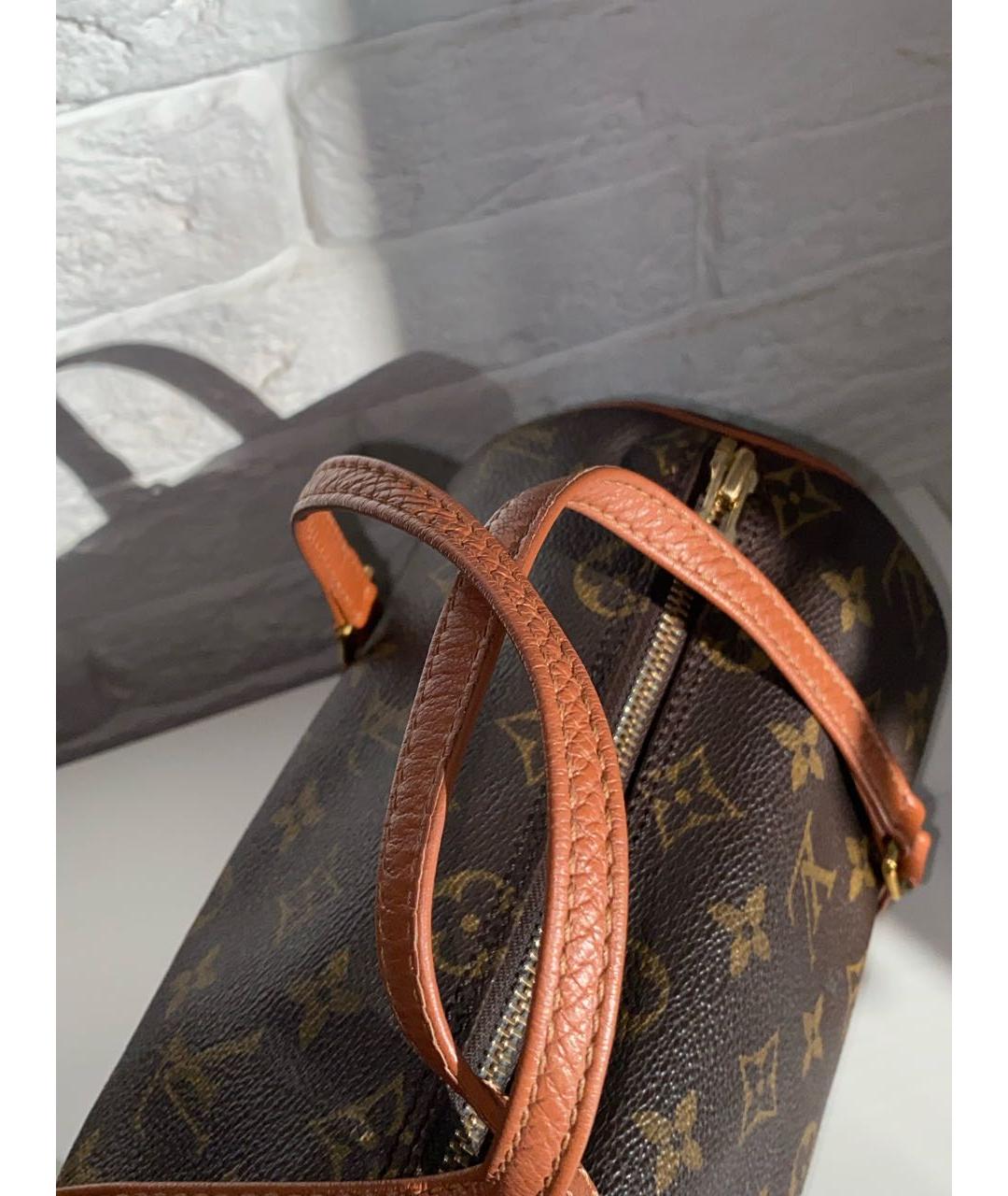 LOUIS VUITTON Коричневая кожаная сумка с короткими ручками, фото 6