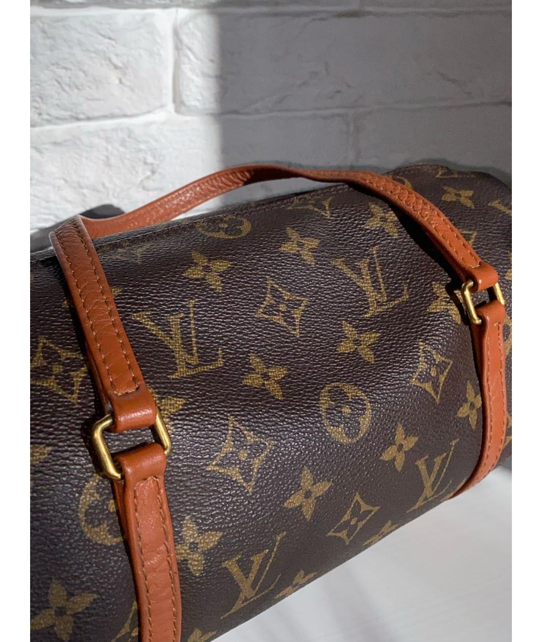 LOUIS VUITTON Коричневая кожаная сумка с короткими ручками, фото 7