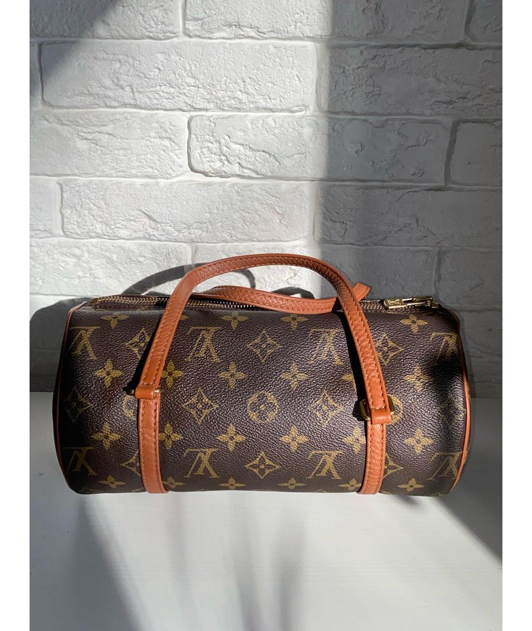 LOUIS VUITTON Коричневая кожаная сумка с короткими ручками, фото 9