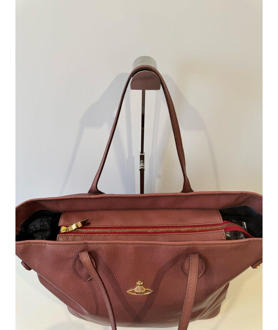 VIVIENNE WESTWOOD Красная кожаная сумка тоут, фото 5