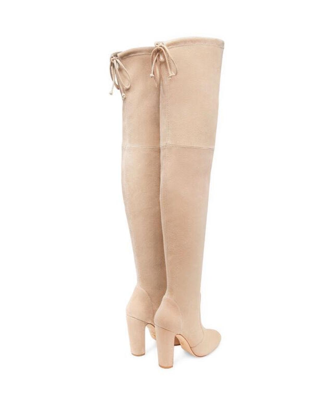 STUART WEITZMAN Бежевые кожаные ботфорты, фото 2