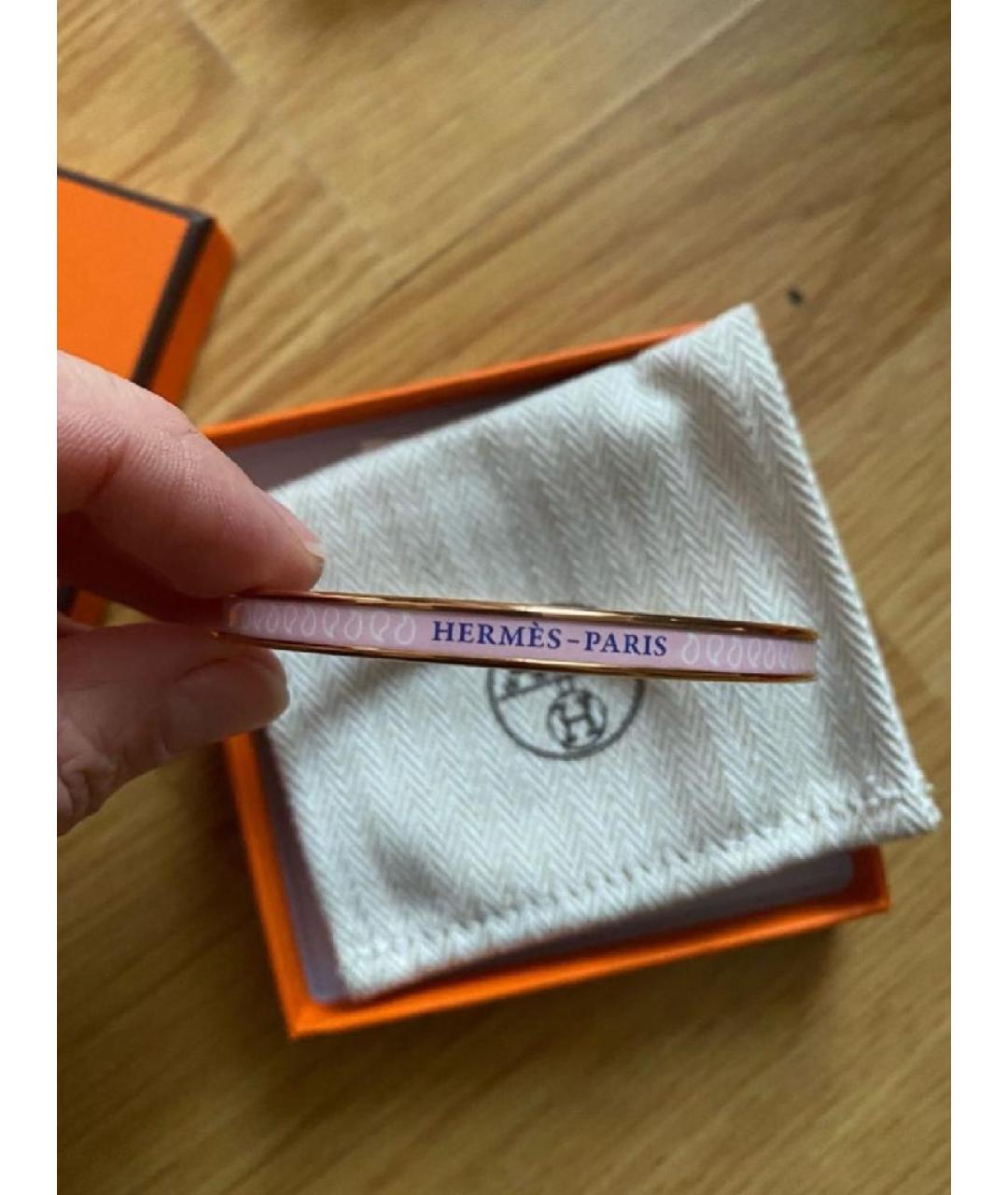 HERMES Розовый металлический браслет, фото 5