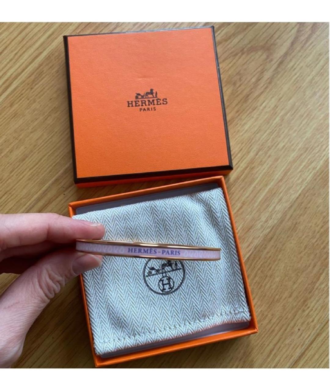 HERMES Розовый металлический браслет, фото 7