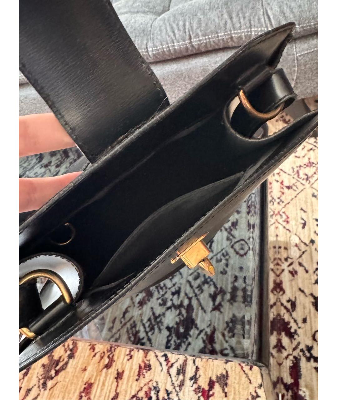 LOUIS VUITTON Черная кожаная сумка через плечо, фото 4