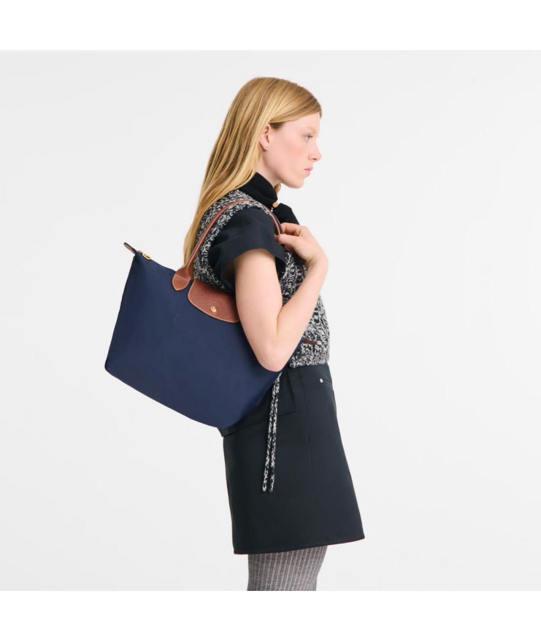 LONGCHAMP Темно-синяя тканевая сумка тоут, фото 6