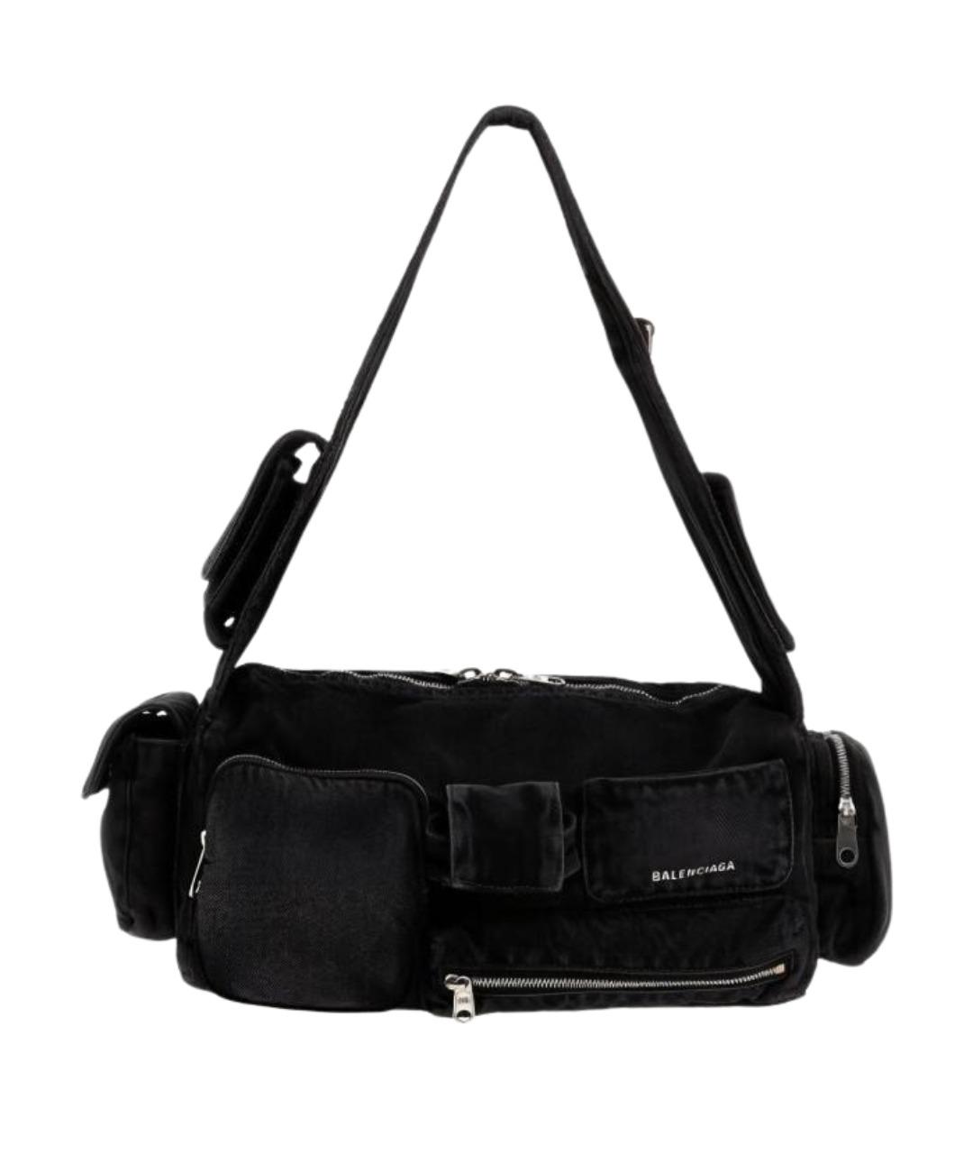 BALENCIAGA Черная хлопковая сумка на плечо, фото 1