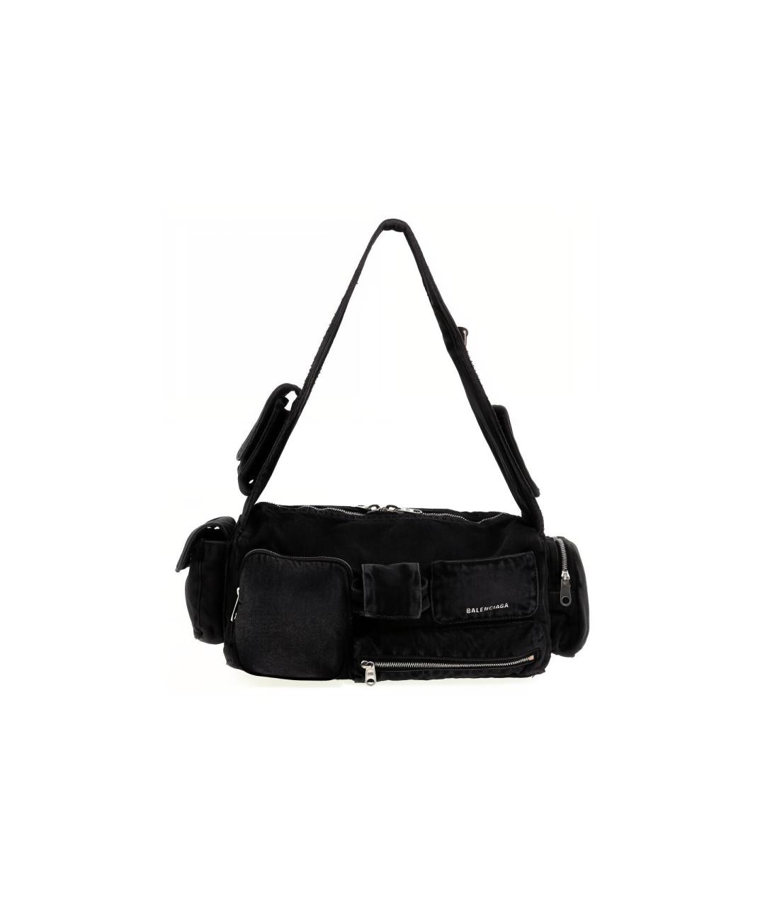 BALENCIAGA Черная хлопковая сумка на плечо, фото 5