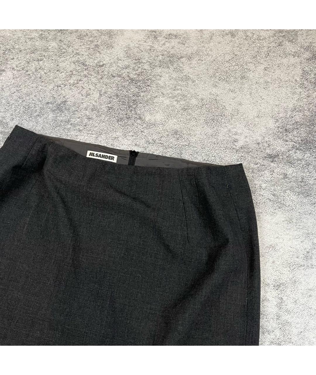 JIL SANDER Серая шерстяная юбка мини, фото 2